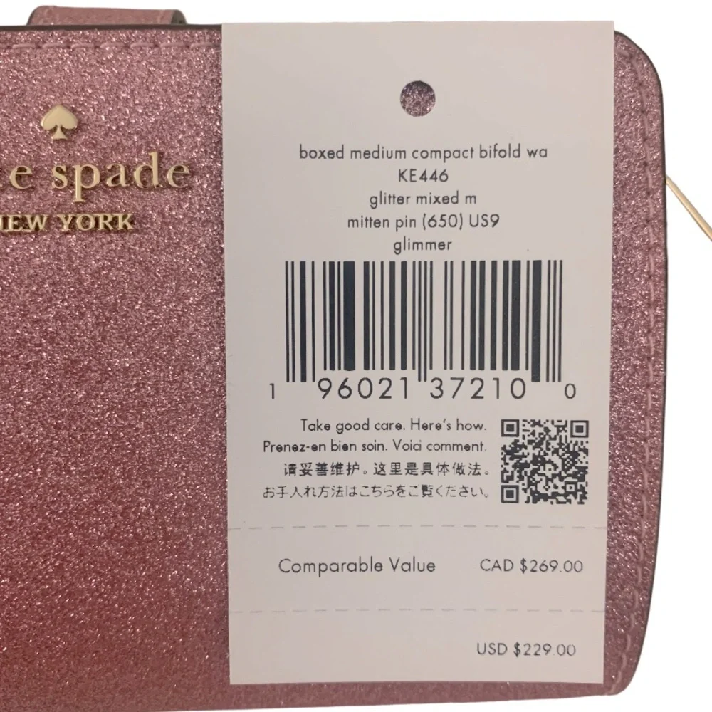 NWT 2-Piece Kate Spade Glitter Glimmer Crossbody Bag/Matching Bifold Wallet Pink